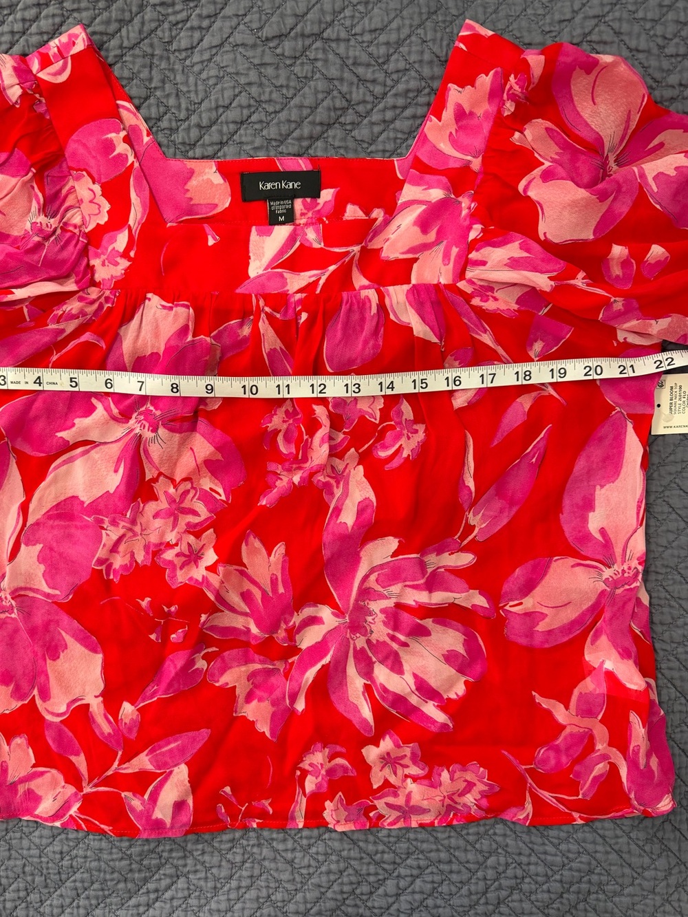 Karen Kane Floral Square-Neck Blouse Medium - Picture 5 of 12